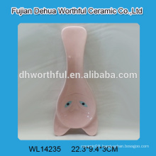 Popular pink fox shaped ceramic spoon rest in superior quality